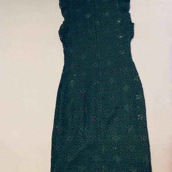 ZARA  green jewel tone lace midi high neck holiday party dress small - Picture 15 of 16